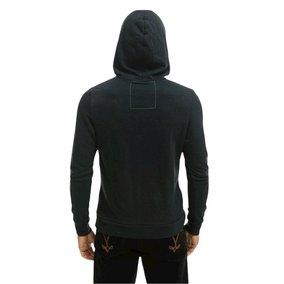 AVIATOR MEN’S NATION RELAXED PULLOVER CHARCOAL HOODIE SZ L - Picture 4 of 13